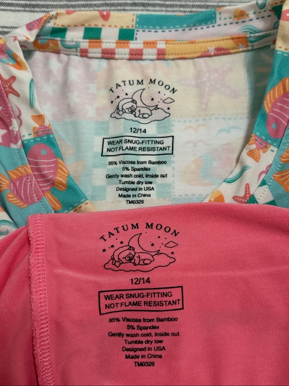 Tatum Moon Bamboo T-Shirt and Biker Shorts Set Pink Summer Beach Girls 12/14 - Picture 12 of 12